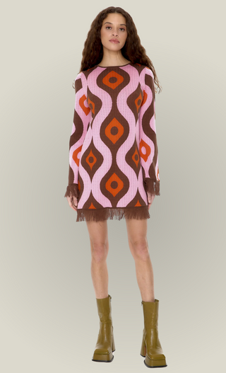 SIENNA FRINGE KNIT MINI DRESS