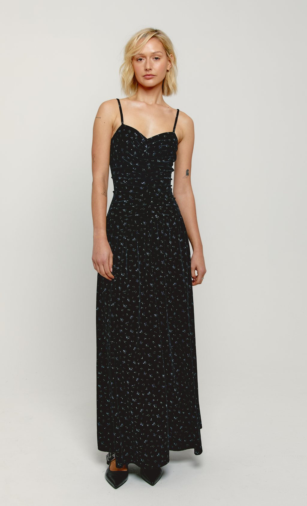 Black Velvet Ditsy Floral Maxi Dress – Another Girl