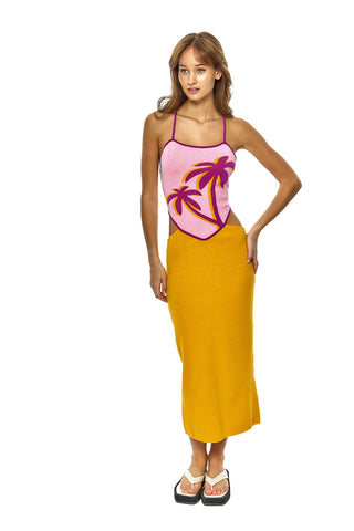 Palm Tree Knit Midi Dress