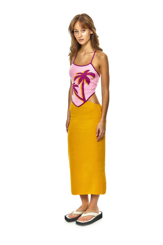 Palm Tree Knit Midi Dress