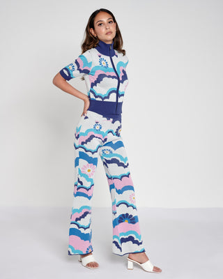 Psychedelic Intarsia Knit Flare Trousers