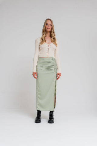 Pistachio Drawstring Midaxi Skirt