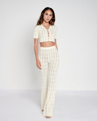 Pointelle Scalloped Flared Trousers