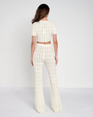 Pointelle Scalloped Flared Trousers