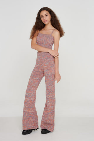 Organic Cotton Space Dye Knitted Flare Trousers