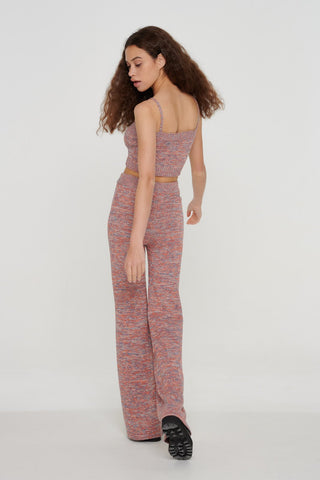 Organic Cotton Space Dye Knitted Flare Trousers