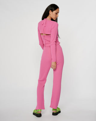Micro Cable Knit Straight Leg Trousers