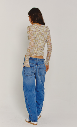 Beige Floral Print Top