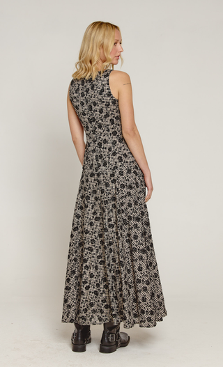 Black Gingham Flocked Maxi Dress