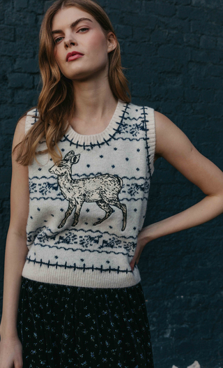 Cream Doe Fair Isle Knitted Vest Top