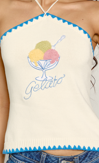 Cream Gelato Knit Halter Top