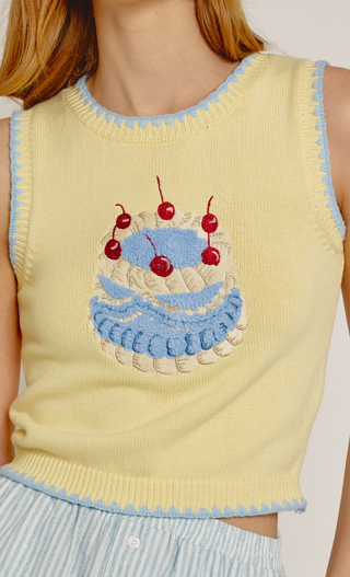 Butter Cake Embroidered Knit Tank Top