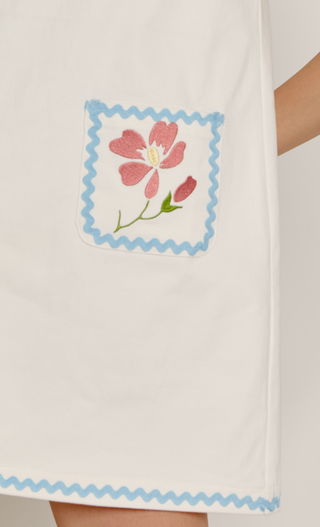 Ivory Embroidered Detail Shift Mini Dress