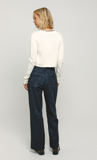 Cream Horse Embroidered Knit Cardigan