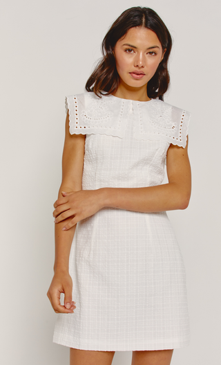 Ivory Broderie Collar Mini Dress