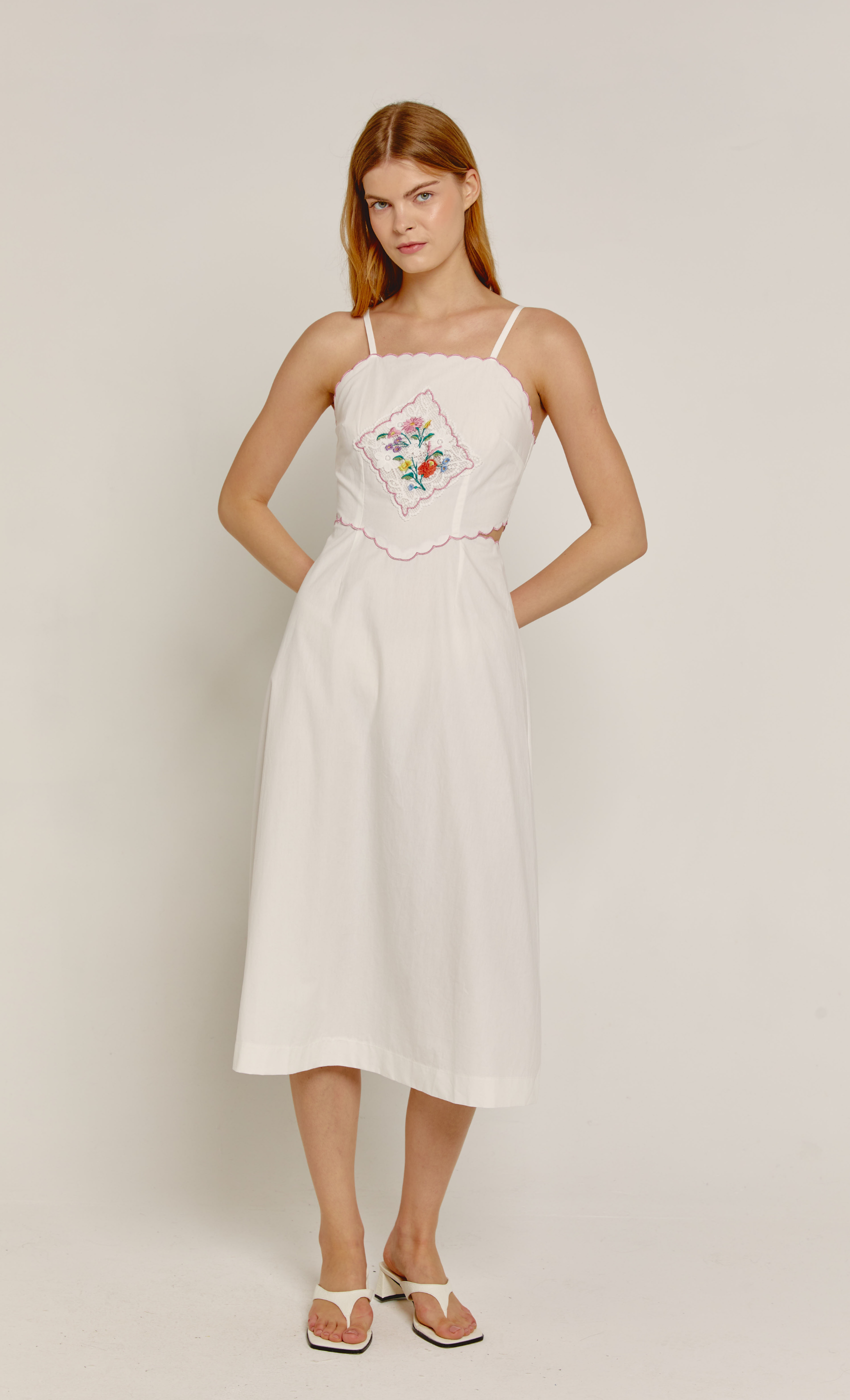 white embroidered dress uk Creme Embroidered Shift Mini Dress