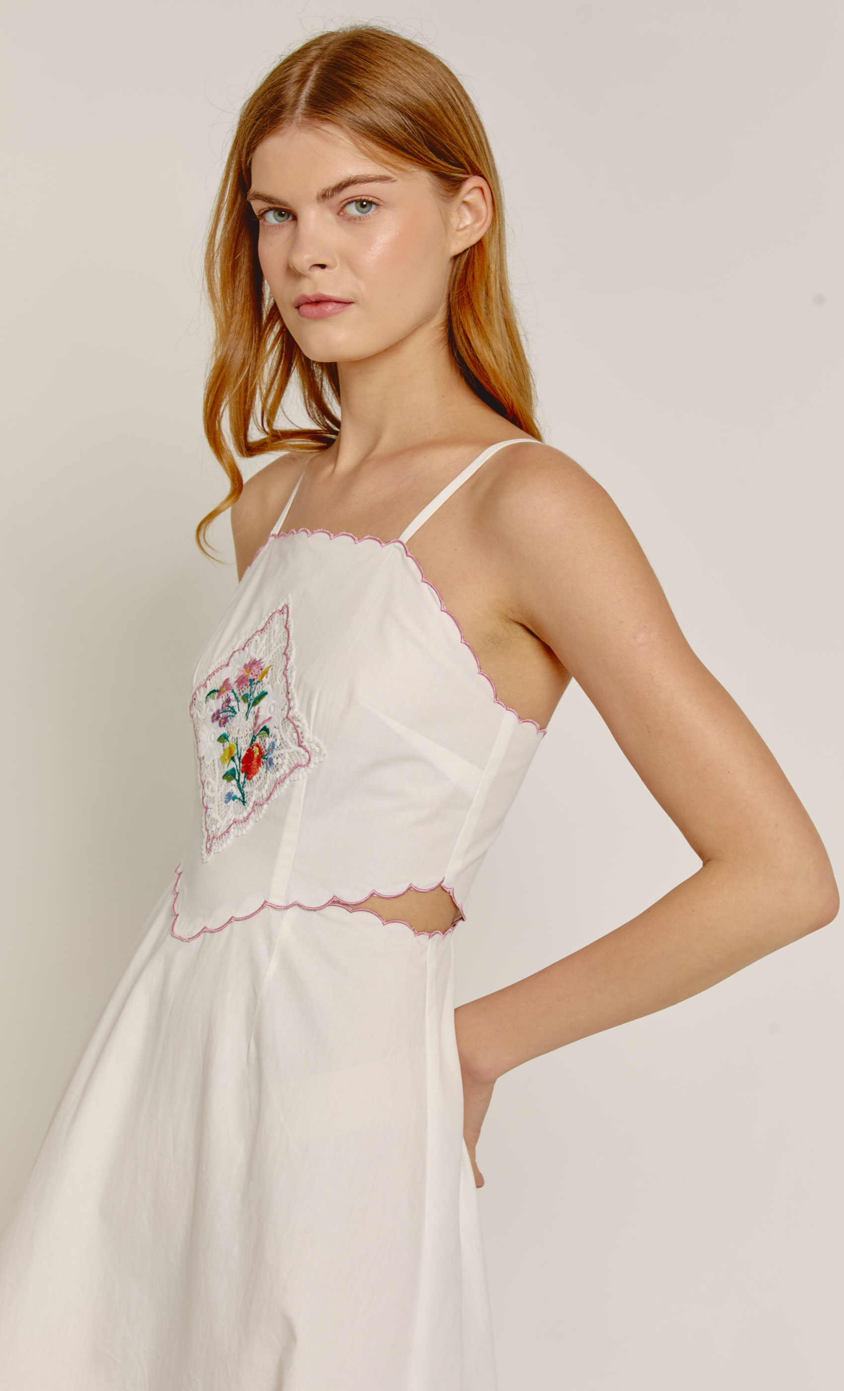 white embroidered dress uk Emma Dress White with Mushroom Embroidery Muzungu Sisters UK