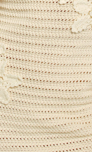 Cream Flower Crochet Mini Dress