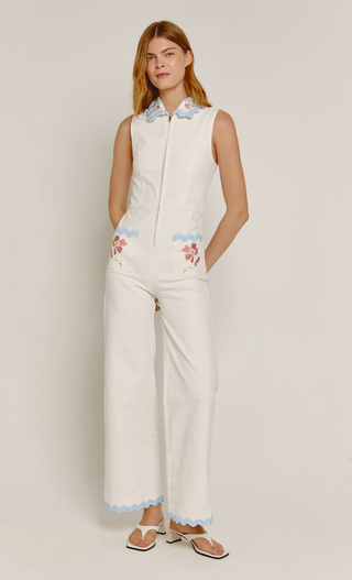 Ivory Embroidered Detail Jumpsuit
