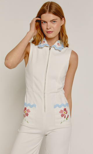 Ivory Embroidered Detail Jumpsuit