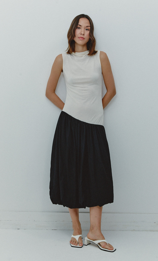 Black & Cream Curve Maxi Dress