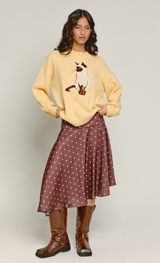 Butter Yellow Kitten Intarsia Jumper