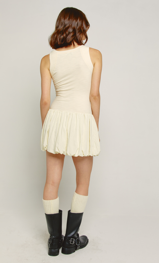 Cream 2 In 1 Puffball Mini Dress