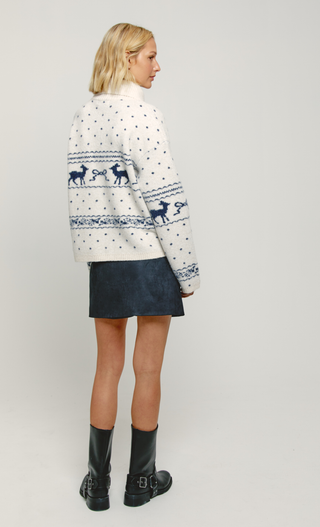 Cream Fair Isle Zip-Up Knit Jumper