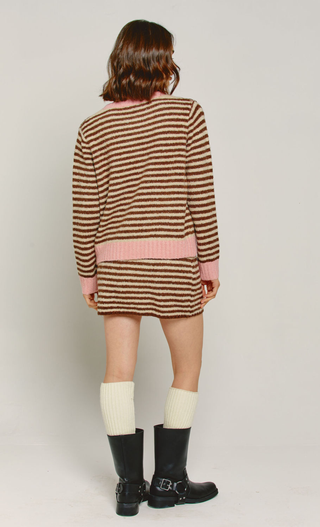 Brown & Pink Stripe Knit Skirt
