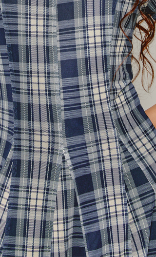 Navy & Cream Check Godet Maxi Dress