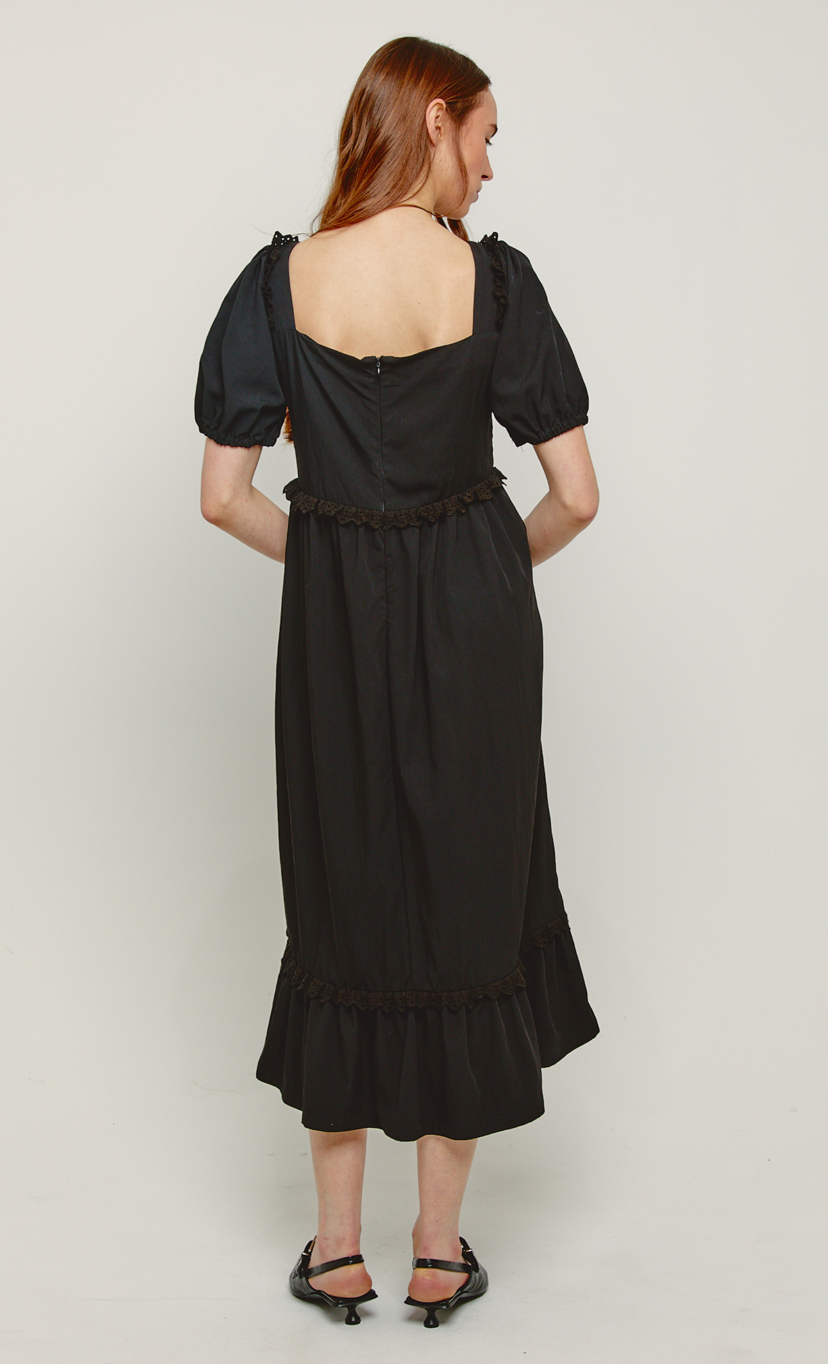 puff sleeve midi dress uk Embroidered Puff Sleeve Midi Dress Another Girl