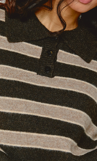 Brown & Beige Stripe Oversized Jumper