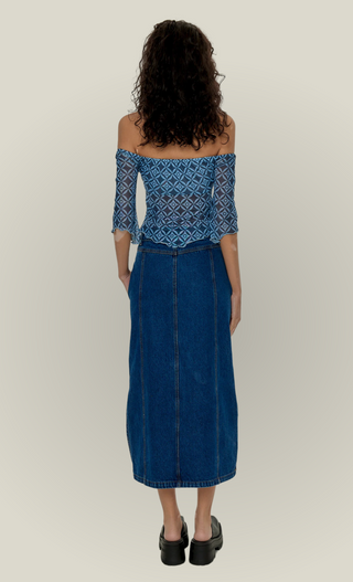 BLUE PRINT BARDOT MESH TOP