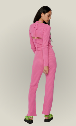 Micro Cable Knit Straight Leg Trousers