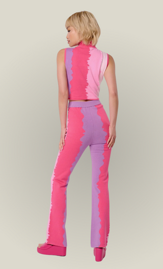 Organic Colour Block Knit Zip Tank Top