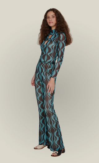 Recycled Wavy Print Cut-Out Top