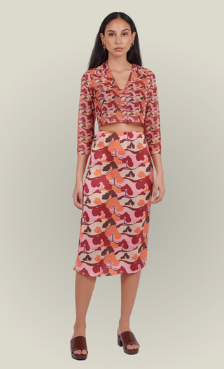 Recycled Tree Print Crop Mesh Shirt
