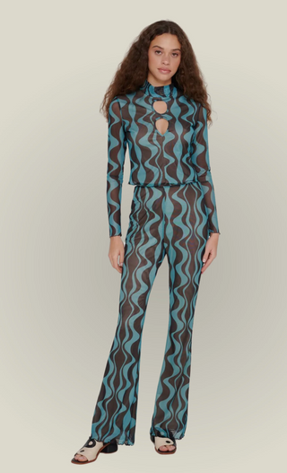 Recycled Wavy Print Cut-Out Top
