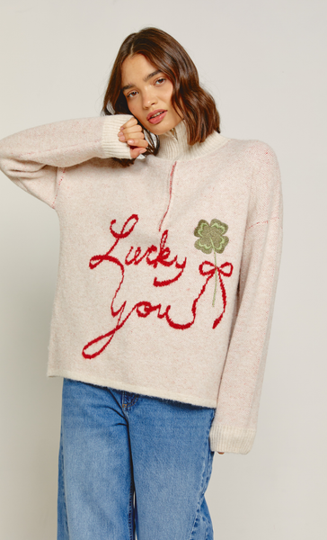 Cream Lucky You Half Zip Jumper – Another Girl
