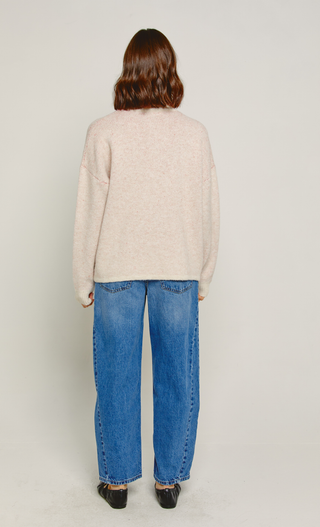Cream Lucky You Half Zip Jumper