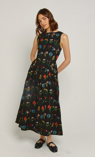 Black Floral Embroidered Maxi Dress
