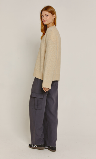 Cream Floral Intarsia Oversized Jumper