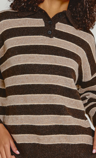 Brown & Beige Stripe Oversized Jumper