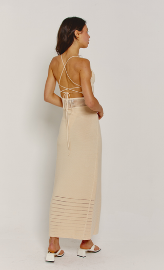 Cream Crochet Knit Maxi Dress