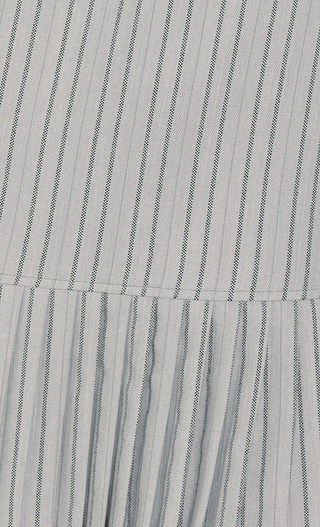 Grey Stripe Pleat Hem Mini Dress