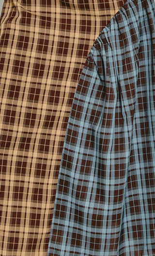 Brown & Blue Check Midaxi Dress