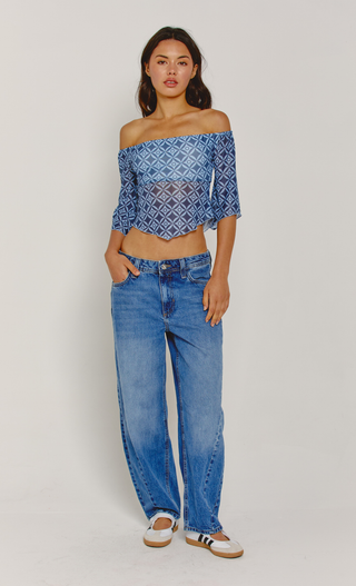 BLUE PRINT BARDOT MESH TOP