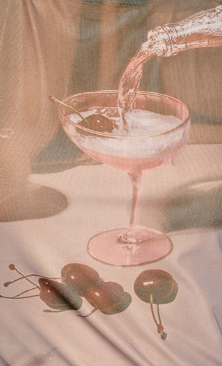 Cherry Martini Print Mesh Top