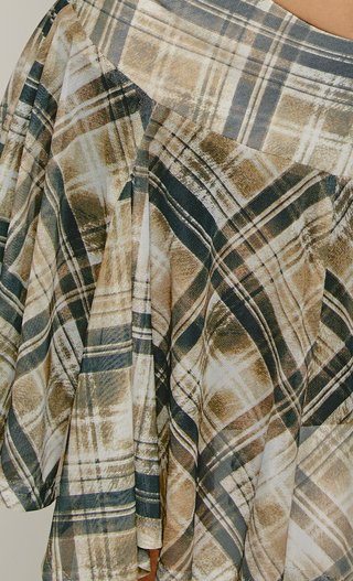 Olive Handkerchief Distressed Check Skirt