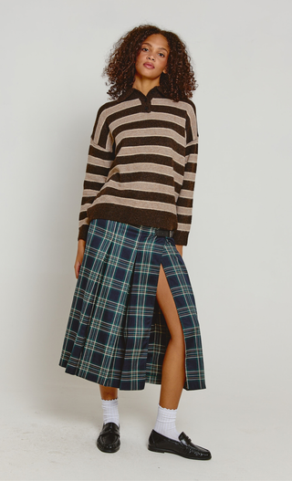 Brown & Beige Stripe Oversized Jumper